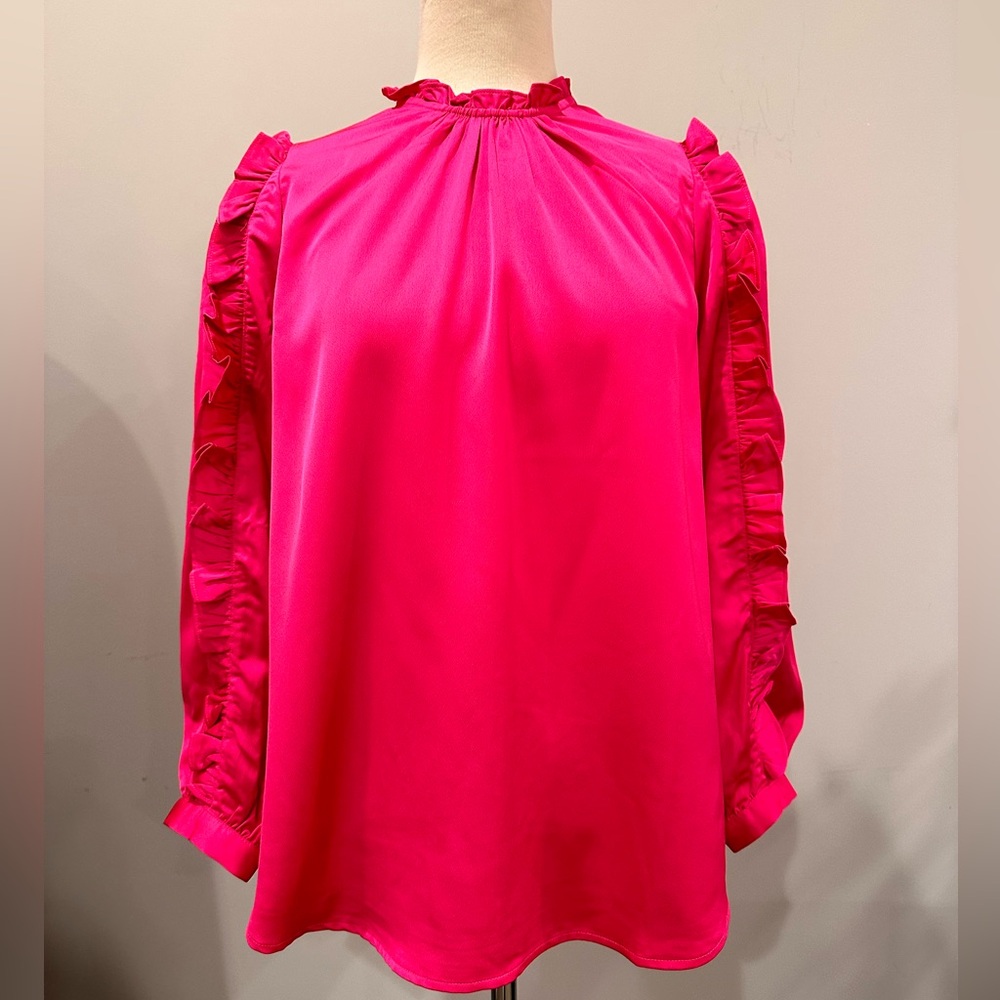 J.Crew Pink Blouse with Ruffled Sleeves
